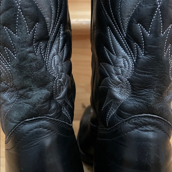 Boulet|Vintage |Black/Silver |Stitched Detailed |Western |Cowboy Boots |Size 7.5 - Picture 10 of 16